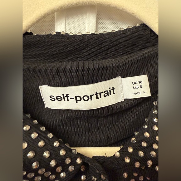 Self-Portrait Black Studded, Embellished Long Sleeve mini dress - size 6 - Picture 8 of 10